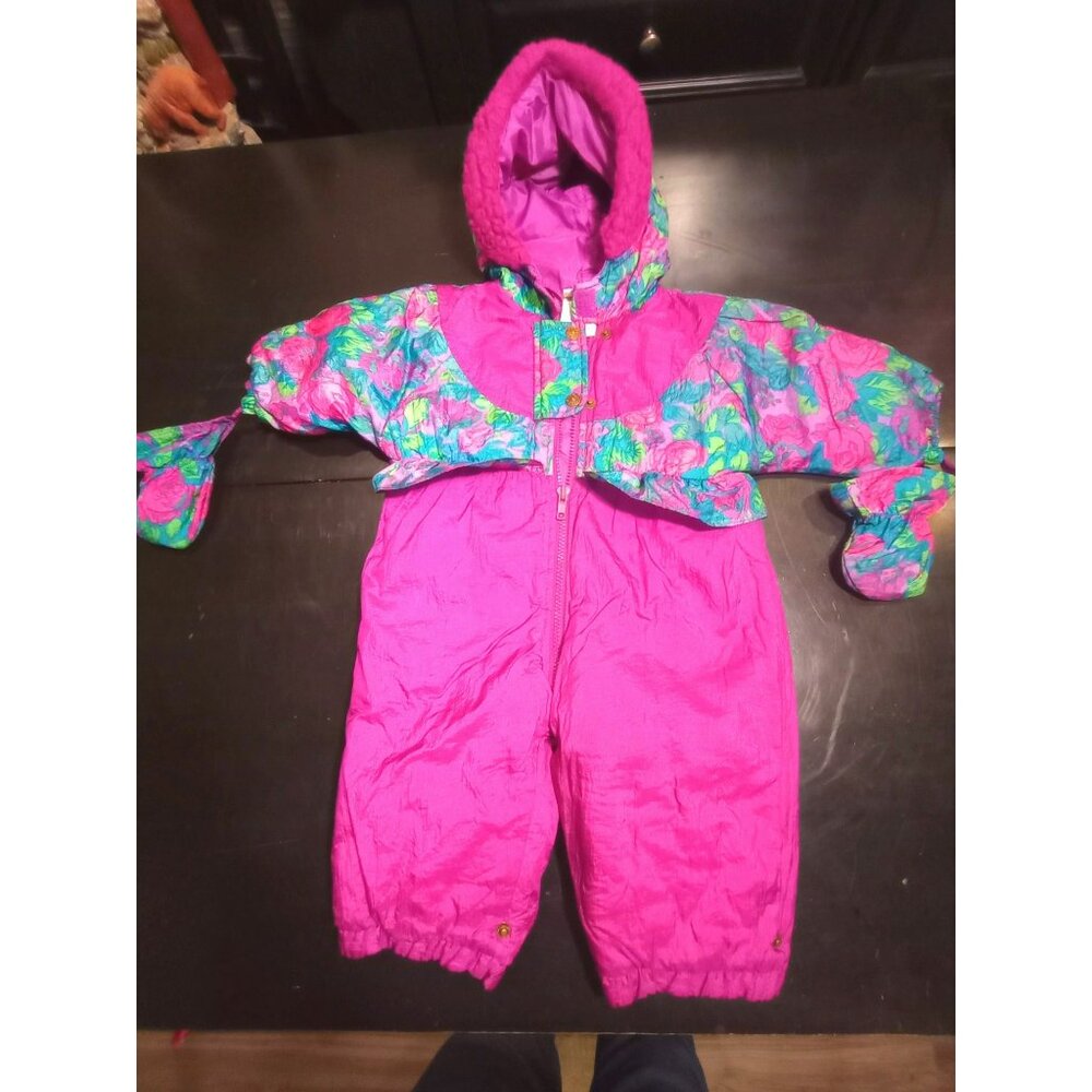 Peek-A-Babe purple floral vintage snowsuit girls toddler 12 month